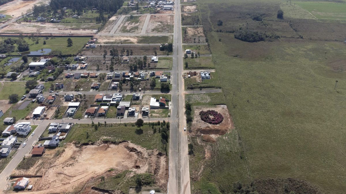 Foto aérea 1 do Loteamento Residencial Nova Avenida, em Araricá/RS.